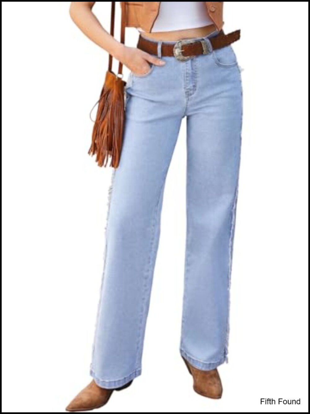 Wide Leg Jeans High Waisted Patchwork Denim Pants with Pockets Stretch